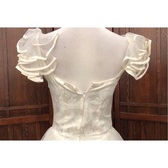 Vintage 1980s 1990s Tea Length Wedding Prom Dress - Picture 4 of 16